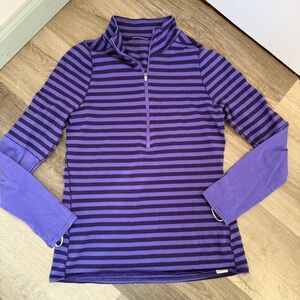 Patagonia Merino Wool Striped Quarter Zip Base Layer Medium